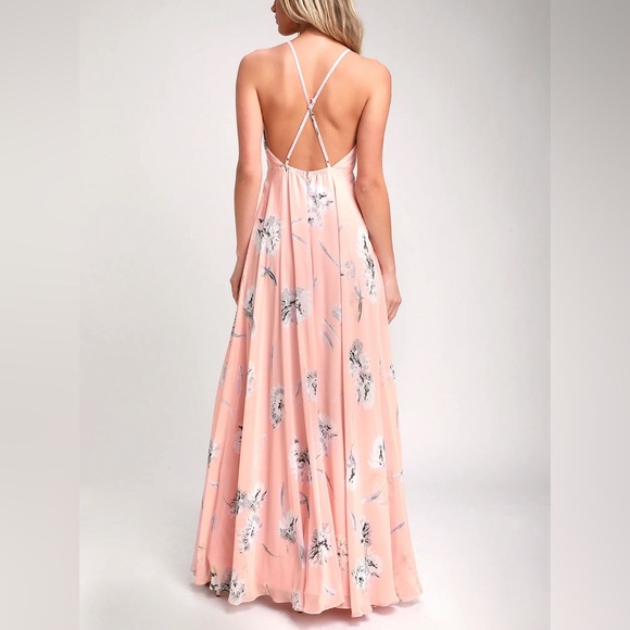 Lulus Eternal Joy Blush Pink Floral Print Maxi Dress - Picture 2 of 2